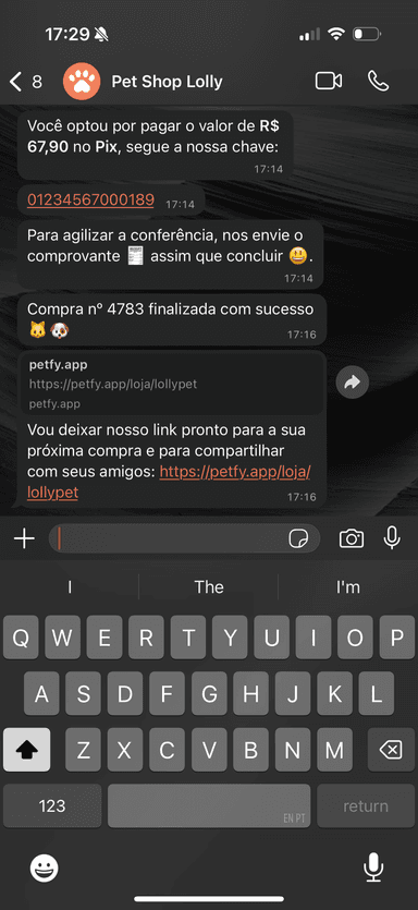 Entrega/Retirada - WhatsApp Conversation